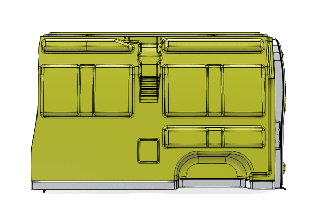 Vista laterale CAD pannelli termoformati